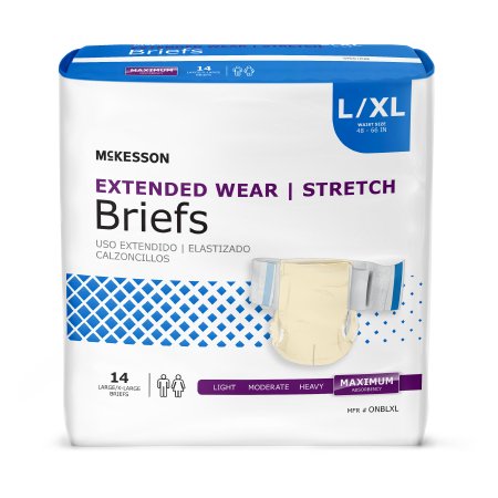 Picture of Unisex Adult Incontinence Brief McKesson Extended Wear Large / X-Large Disposable Heavy AbsorbencyONBLXL