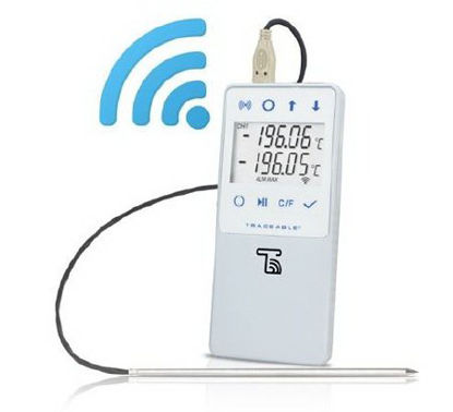 Picture of Datalogging Liquid Nitrogen Thermometer with Alarm TraceableLIVE® Fahrenheit / Celsius -328° to +221°F (-200° to +105°C) Stainless Steel Probe / Platinum RTD Sensor Multiple Mounting Options Battery Operated18001-08