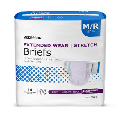 Picture of Unisex Adult Incontinence Brief McKesson Extended Wear Medium Disposable Heavy AbsorbencyONBMR