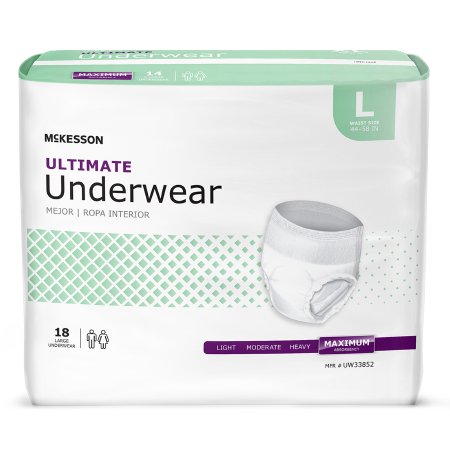 Picture of Unisex Adult Absorbent Underwear McKesson Pull On with Tear Away Seams Large Disposable Heavy AbsorbencyUW33852