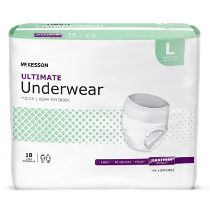 Picture of Unisex Adult Absorbent Underwear McKesson Pull On with Tear Away Seams Large Disposable Heavy AbsorbencyUW33852