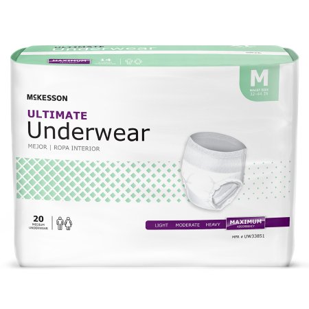 Picture of Unisex Adult Absorbent Underwear McKesson Pull On with Tear Away Seams Medium Disposable Heavy AbsorbencyUW33851
