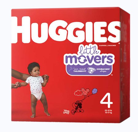 Picture of Unisex Baby Diaper Huggies® Little Movers Size 4 Disposable Moderate Absorbency49679