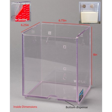 Picture of Wipe Dispenser Clear PETG Manual Wypall L40 1/4 Fold Wipes VHB Tape MountWYPL40BK-T