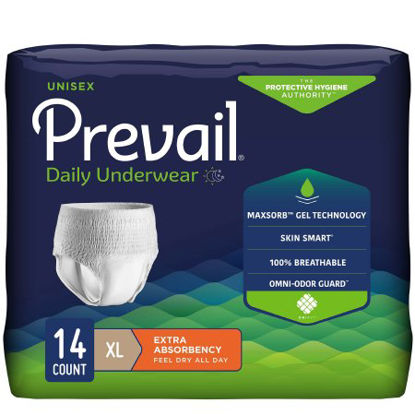 Picture of Unisex Adult Absorbent Underwear Prevail® Daily Underwear Pull On with Tear Away Seams X-Large Disposable Moderate AbsorbencyPV-514
