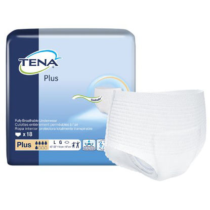 Picture of Unisex Adult Absorbent Underwear TENA® Plus Pull On with Tear Away Seams Large Disposable Moderate Absorbency72338