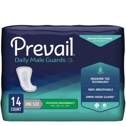 Picture of Bladder Control Pad Prevail® Daily Male Guards 12-1/2 Inch Length Heavy Absorbency Polymer Core One Size Fits Most Adult Male DisposablePV-811