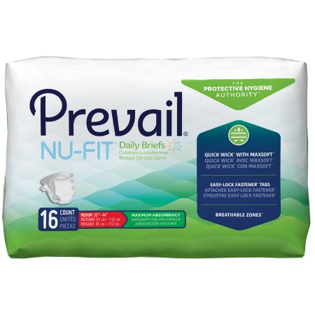 Picture of Unisex Adult Incontinence Brief Prevail® Nu-Fit® Medium Disposable Heavy AbsorbencyNU-012/1