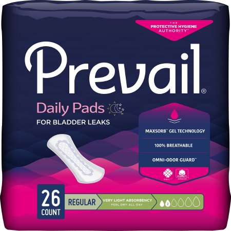 Picture of Bladder Control Pad Prevail® Daily Liner 7-1/2 Inch Length Light Absorbency Polymer Core Small Adult Female DisposablePV-926