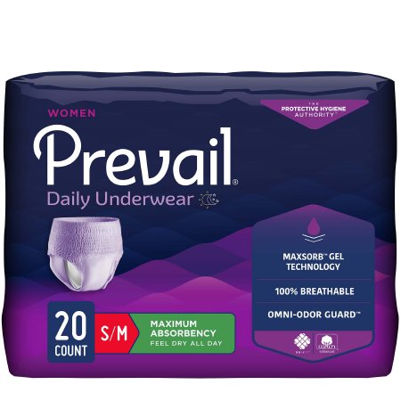 Picture of Female Adult Absorbent Underwear Prevail® For Women Daily Underwear Pull On with Tear Away Seams Small / Medium Disposable Heavy AbsorbencyPWC-512/1