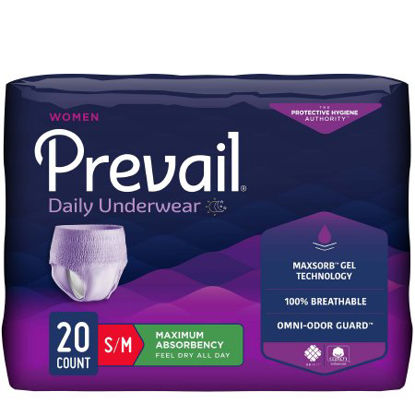 Picture of Female Adult Absorbent Underwear Prevail® For Women Daily Underwear Pull On with Tear Away Seams Small / Medium Disposable Heavy AbsorbencyPWC-512/1
