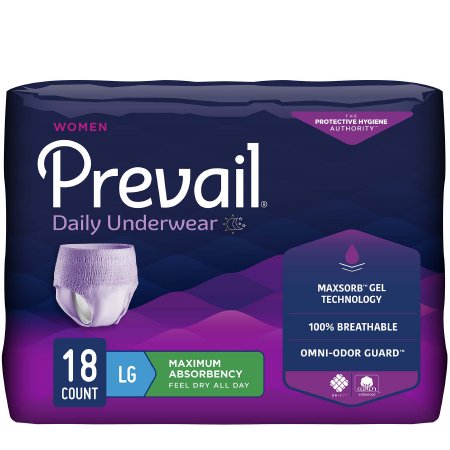 Picture of Female Adult Absorbent Underwear Prevail® For Women Daily Underwear Pull On with Tear Away Seams Large Disposable Heavy AbsorbencyPWC-513/1