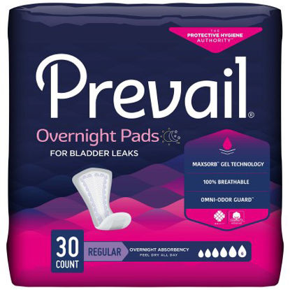 Picture of Bladder Control Pad Prevail® Daily Pads Overnight 16 Inch Length Heavy Absorbency Polymer Core One Size Fits Most Adult Female DisposablePVX-120
