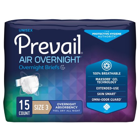 Picture of Unisex Adult Incontinence Brief Prevail Air™ Overnight Size 3 Disposable Heavy AbsorbencyNGX-014