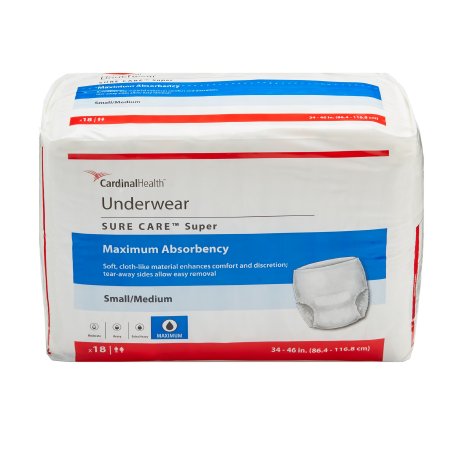 Picture of Unisex Adult Absorbent Underwear Sure Care™ Pull On with Tear Away Seams Medium Disposable Heavy Absorbency1205A
