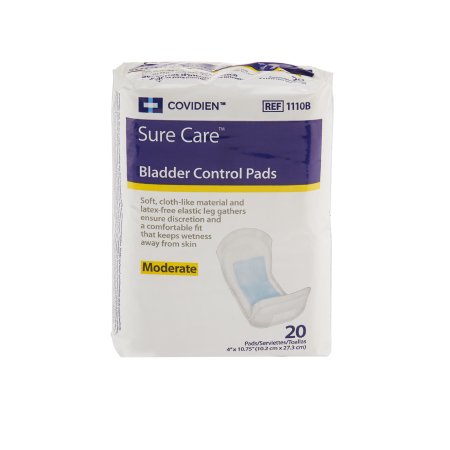 Picture of Bladder Control Pad Sure Care™ 4 X 10-3/4 Inch Moderate Absorbency Polymer Core One Size Fits Most Adult Unisex Disposable1110B