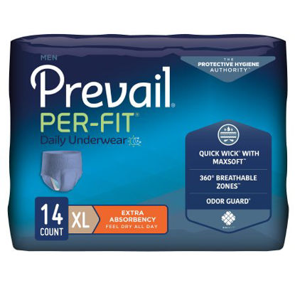 Picture of Male Adult Absorbent Underwear Prevail® Per-Fit® Men Pull On with Tear Away Seams X-Large Disposable Moderate AbsorbencyPFM-514