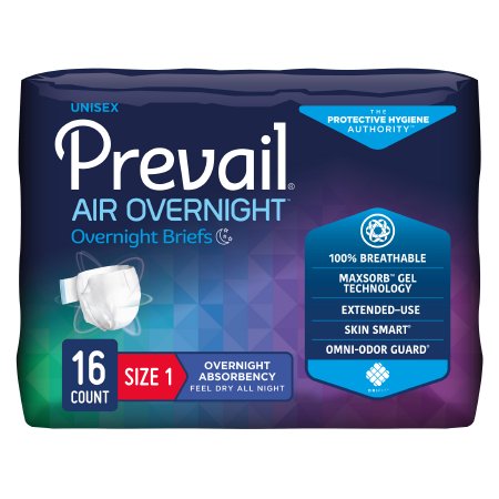 Picture of Unisex Adult Incontinence Brief Prevail Air™ Overnight Size 1 Disposable Heavy AbsorbencyNGX-012