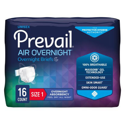 Picture of Unisex Adult Incontinence Brief Prevail Air™ Overnight Size 1 Disposable Heavy AbsorbencyNGX-012