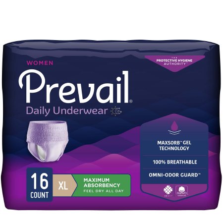 Picture of Female Adult Absorbent Underwear Prevail® For Women Daily Underwear Pull On with Tear Away Seams X-Large Disposable Heavy AbsorbencyPWC-514/1