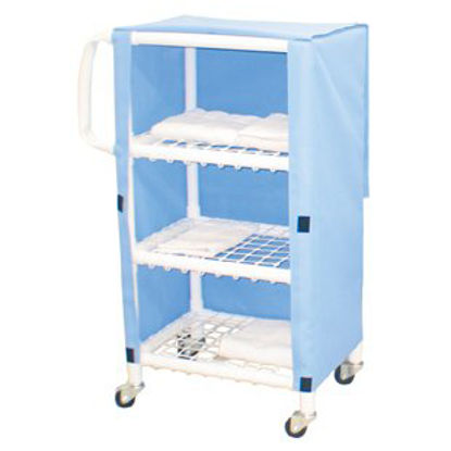 Picture of Linen Cart with Cover 3 Shelves 75 lbs. per Shelf Weight Capacity PVC 3 Inch Twin Casters325T-3C