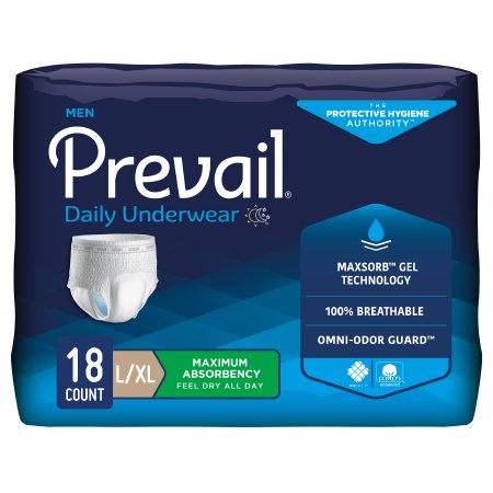 Picture of Male Adult Absorbent Underwear Prevail® Men's Daily Underwear Pull On with Tear Away Seams Large Disposable Heavy AbsorbencyPUM-513/1