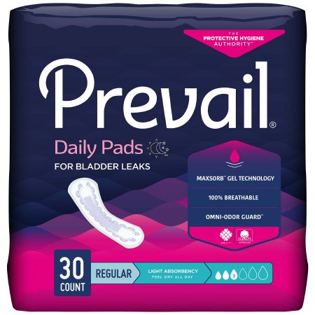Picture of Bladder Control Pad Prevail® Daily Pads 9-1/4 Inch Length Light Absorbency Polymer Core One Size Fits Most Adult Female DisposablePV-930/2