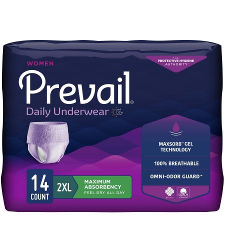 Picture of Female Adult Absorbent Underwear Prevail® For Women Daily Underwear Pull On with Tear Away Seams 2X-Large Disposable Heavy AbsorbencyPWC-517