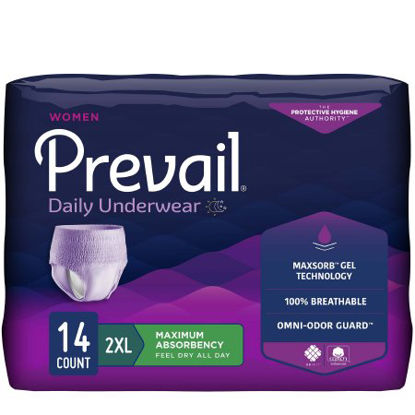 Picture of Female Adult Absorbent Underwear Prevail® For Women Daily Underwear Pull On with Tear Away Seams 2X-Large Disposable Heavy AbsorbencyPWC-517