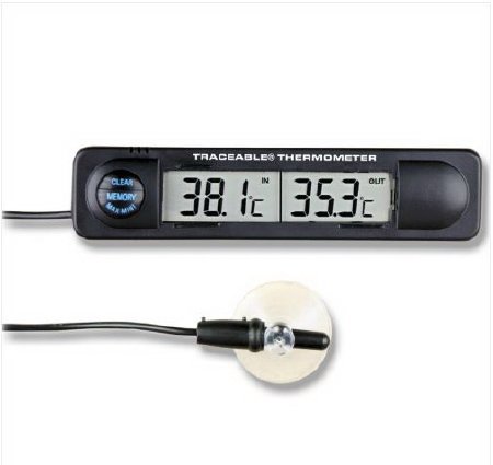 Picture of Digital Thermometer / Hygrometer with Alarm Traceable® Fahrenheit / Celsius 32° to 140°F (0° to 60°C) Internal Sensor Flip-out Stand / Wall Mount Battery Operated98768-48