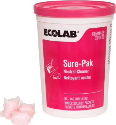 Picture of Ecolab® Sure-Pak Surface Disinfectant Cleaner Acid Based Water Soluble Packet 180 Count Canister Scented NonSterile6101409