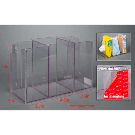 Picture of Multi Holder DECO Clear Acrylic Manual 3 Compartment VHB Tape MountMSKWIP-T