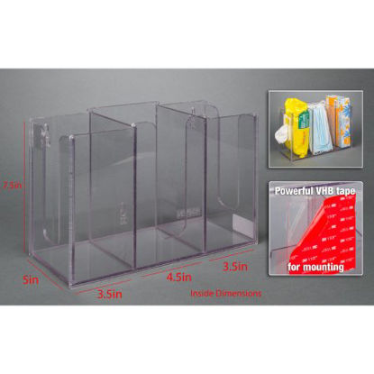 Picture of Multi Holder DECO Clear Acrylic Manual 3 Compartment VHB Tape MountMSKWIP-T