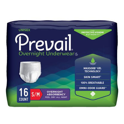 Picture of Unisex Adult Absorbent Underwear Prevail® Overnight Pull On with Tear Away Seams Small / Medium Disposable Heavy AbsorbencyPVX-512