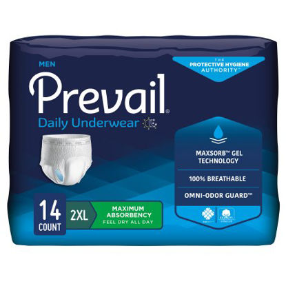 Picture of Male Adult Absorbent Underwear Prevail® Men's Daily Underwear Pull On with Tear Away Seams 2X-Large Disposable Heavy AbsorbencyPUM-517