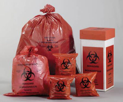 Picture of Biohazard Waste Bag Medegen Medical Products 33 gal. Red Bag Polyethylene 33 X 39 InchF118