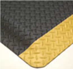 Picture of Anti-Fatigue Floor Mat UltraSoft Diamond-Plate SpongeCote® 3 X 5 Foot Black / Yellow PVC / Nitrile Infused Sponge19042225