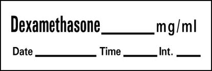 Picture of Drug Label Barkley® Anesthesia Label Tape Dexamethason_mg/mL Date_Time_Int White 1/2 X 1-1/2 InchAN-132