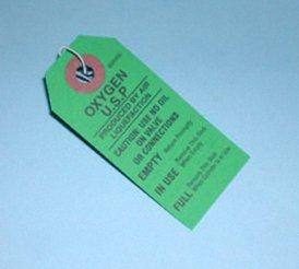 Picture of Warning Tag For Oxygen Tank Green Paper 1 Each900450