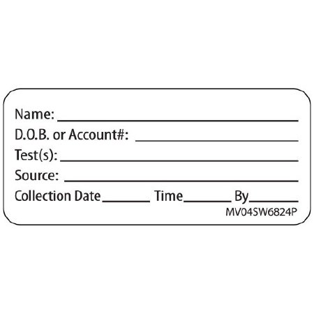 Picture of Pre-Printed / Write On Label MedVision® Communication Fill In White Paper Name_DOB_Test_Source_Collection Date_ Black Patient Information 1 X 2-1/4 InchMV04SW6824P