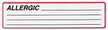 Picture of Pre-Printed Label Carstens® Allergy Alert Red / White Autoclavable Allergic / Lines Black Alert Label 1-3/8 X 5-3/8 Inch1646-01