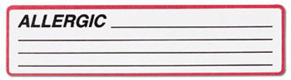 Picture of Pre-Printed Label Carstens® Allergy Alert Red / White Autoclavable Allergic / Lines Black Alert Label 1-3/8 X 5-3/8 Inch1646-01