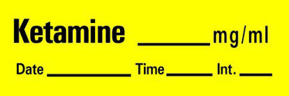 Picture of Drug Label Timemed Anesthesia Label Tape Ketamine_mg/mL Date_Time_Int Yellow 1/2 X 1-1/2 InchAN-60