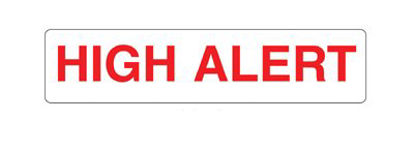 Picture of Pre-Printed Label Indeed Warning Label White Paper HighAlert Red Caution 3/8 X 1-5/8 Inch8350