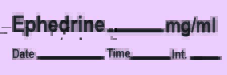 Picture of Drug Label Timemed Anesthesia Label EPHEDrine_mg/mL Date_Time_In_ Violet 1/2 X 1-1/2 InchAN-5