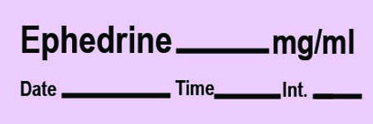 Picture of Drug Label Timemed Anesthesia Label EPHEDrine_mg/mL Date_Time_In_ Violet 1/2 X 1-1/2 InchAN-5