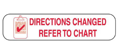 Picture of Pre-Printed Label Barkley® Auxiliary Label White Paper Directions Changed Refer To Chart Red Safety and Instructional 3/8 X 1-5/8 Inch2081