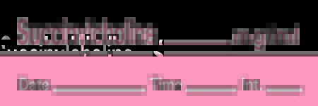 Picture of Drug Label Timemed Anesthesia Label Tape Succinylcholine mg/mL Date_Time_Int Fluorescent Red 1/2 X 1-1/2 InchAN-20