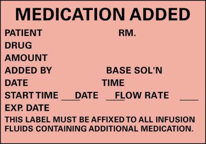 Picture of Pre-Printed Label Timemed Anesthesia Label Fluorescent Red Paper Medication Added Black Medication Instruction 1-3/4 X 2-1/2 InchN-200