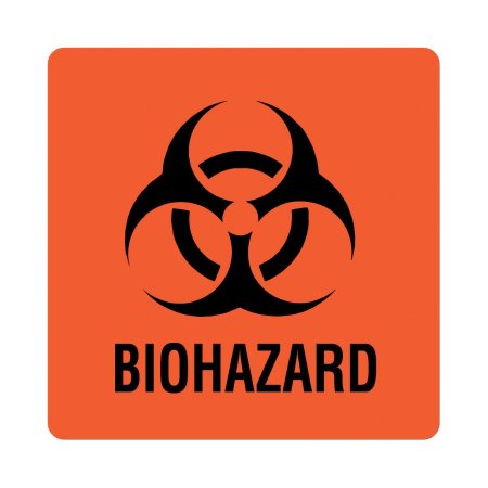Picture of Pre-Printed Label UAL™ Warning Label Fluorescent Red Paper Biohazard / Symbol Black Biohazard 6 X 6 InchULBH051